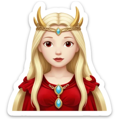 Freya, Love Goddess from Norse Mythology with long blonde hair, red outfit sticker