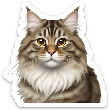 Siberian cat brown tabby and white sticker