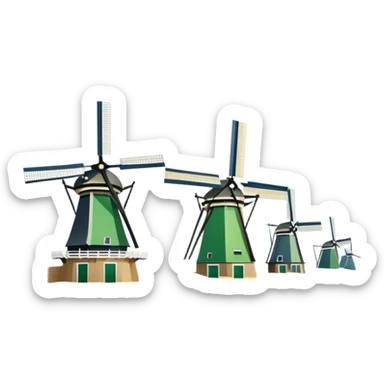 cinematic-realistic-kinderdijk-windmills-landmark-emoji,-showcasing-traditional-dutch-windmills-aligned-along-a-tranquil-canal,-with-lush-green-fields,-soft-ripples-in-the-water. sticker