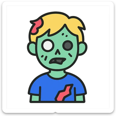 boy zombie with blonde hair, color outline icon style sticker
