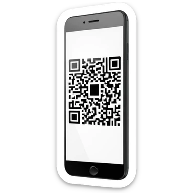 smartphone with QR code displayed on screen sticker