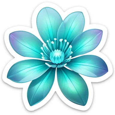Pastel black and cyan iridescent transparent bio-luminescent flower sticker