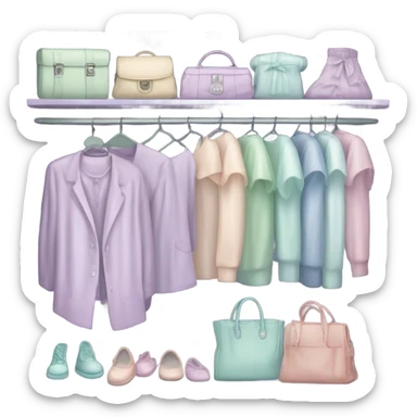 Organized wardrobe  with pastel clothes  sticker