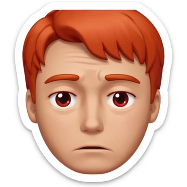 man with no red or orange hair. His face is intensely red, visibly flushed and over-reddened, as if he's been crying hard. His expression is sad, and a single clear tear flows down his cheek. The style should be simple, clean, and consistent with modern emoji design. sticker