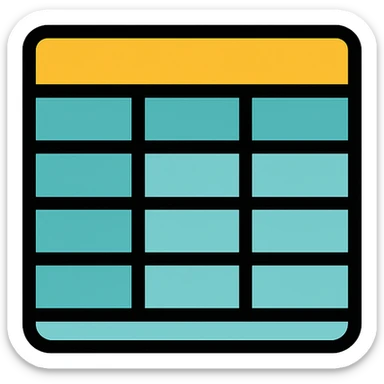 A structured data icon representing a table, clean and modern design, suitable for digital interfaces. sticker