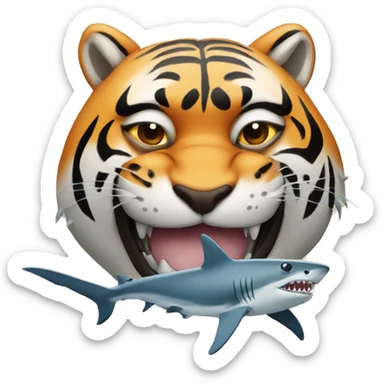 tiger head with shark sticker