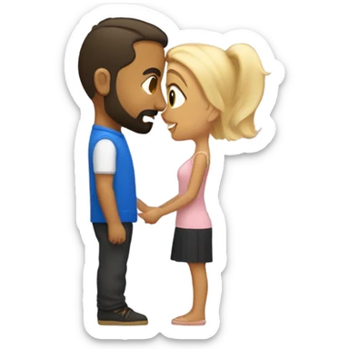 Puerto rican beard short hair with blonde girl kissing  sticker
