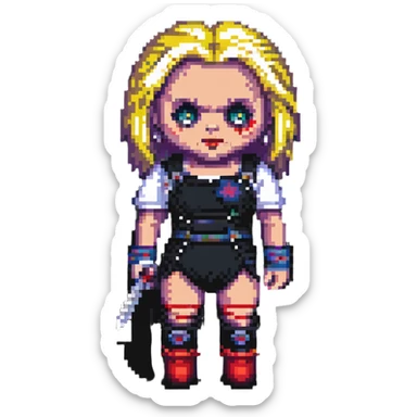 Chucky's bride in pixel art style sticker