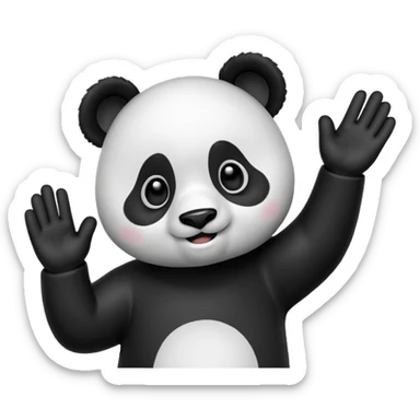 A cute panda emoji waving goodbye sticker