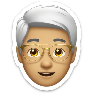 Asian boy with golden glasses sticker