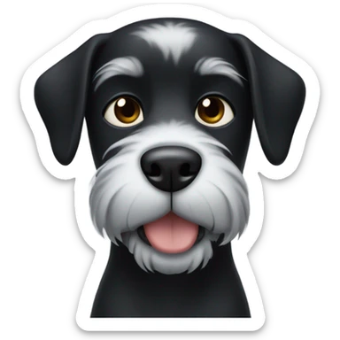 black dog with beard with white hairs sticker