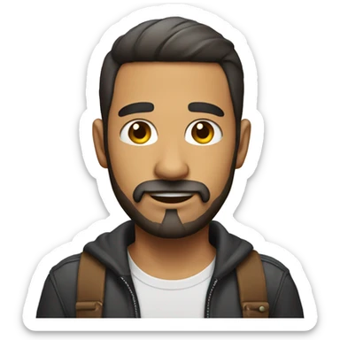 a latin men with ears like hello kitty and beard and very short hair sticker