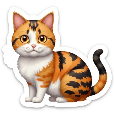 full body calico tabby cat with tiny head and fat body sticker