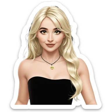 smiling girl in black dress sticker