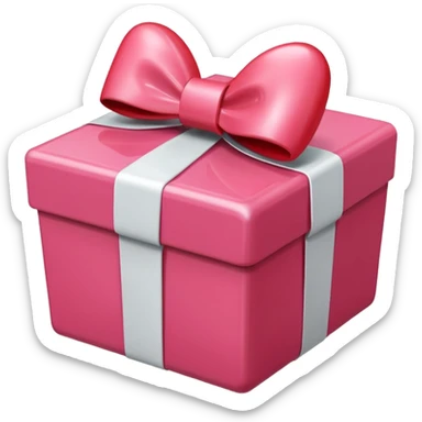 pink heart coming out of a red box with a bow sticker