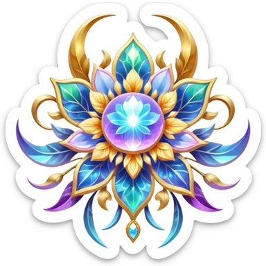 Epic divine legendary celestial flowery complex detailed iridescent aesthetic-scenery-Decorations sticker