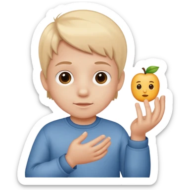 A Lil kid holding 6 7 on sticker