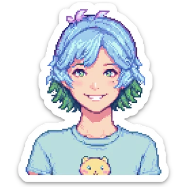cute femboy with a smile sticker