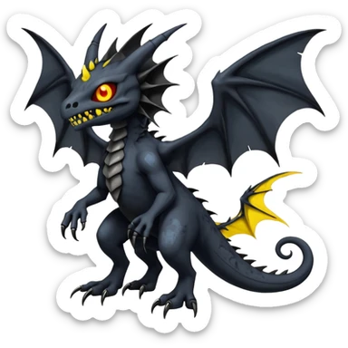 Nebulae Evil Gothic Spooky Salandit-Duskull-Noibat-Fakémon-hybrid-creature (full body)  sticker