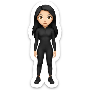 Make a lightskin Hispanic thick girl with long black hair. Wearing an all black tight jumpsuit  sticker