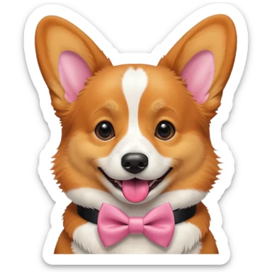 Corgi with black bow tie, half body sticker