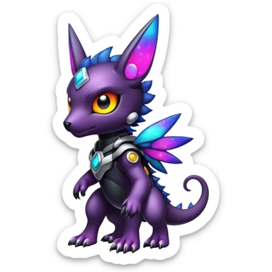 Cute cool colorful dark nebula fantasy-Digimon-animal-hybrid full body sticker