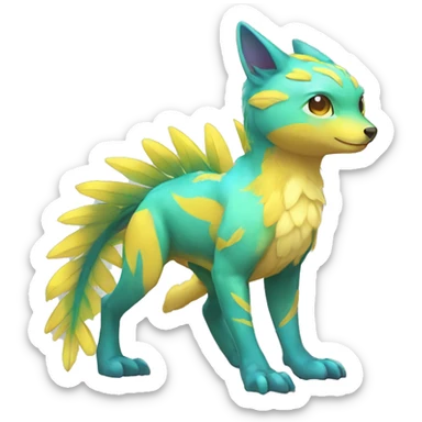 Cute cool shiny colorful fantasy animal hybrid Fakemon full body sticker