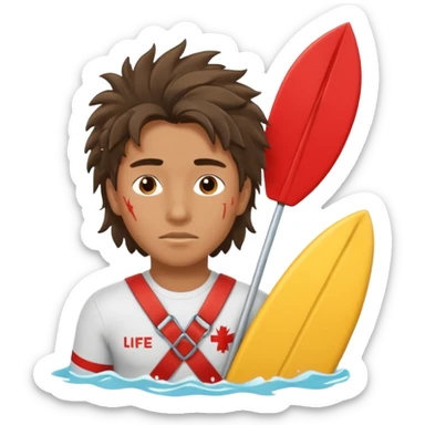 Lifeguard Native American Teenager with messy hair rescuing someone sticker