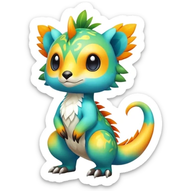 Cute cool colorful fantasy tropical animal hybrid Fakemon full body sticker