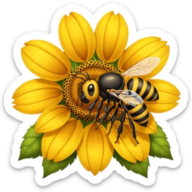  girasol y una aveja grande sticker