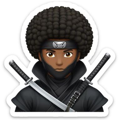 a ninja with an afro hair style and his black skined sticker
