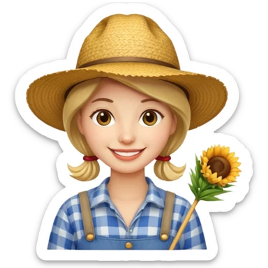 farmer woman with straw hat sticker