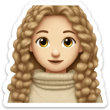 Pretty green eyed white girl with brown long hair and a comfy sweater  sticker