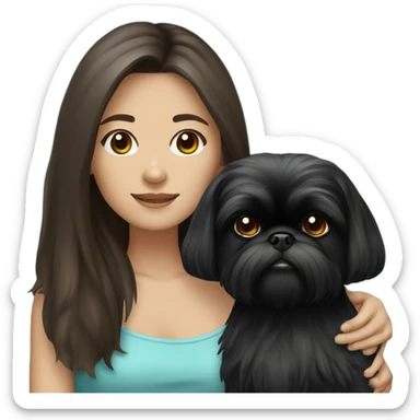 brunette girl and black shih tzu sticker