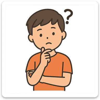 a simple 2d illustration of a boy thinking sticker