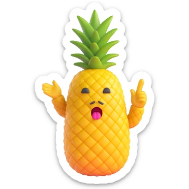 pineapple saying 'shhhh' with finger to lips, 3D emoji style sticker