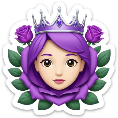 Purple rose with silver tiara and a purple emblem leaf wreath sticker