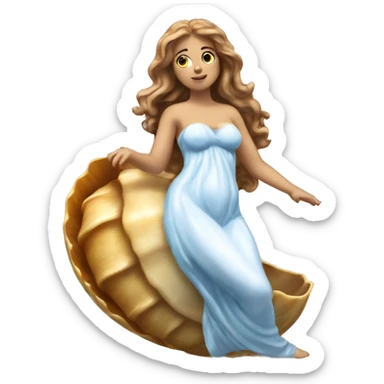 Aphrodite emerging from shell sticker