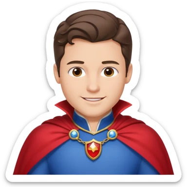 prince charming from snow white. He is brunette and has a red cape, under he's got a white shirt and a blue breast plate. He is smiling sticker