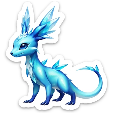 Colorful Iridescent Exotic Salandit-Aurorus-Glaceon-Fakémon-hybrid-creature (full body)  sticker
