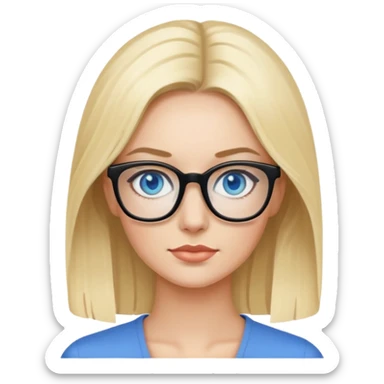 50's pin up,  blonde, black glasses and blue eyes  sticker