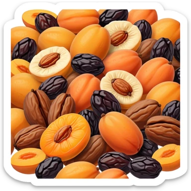dried fruits assortment with raisins, dried apricots, prunes and dates sticker