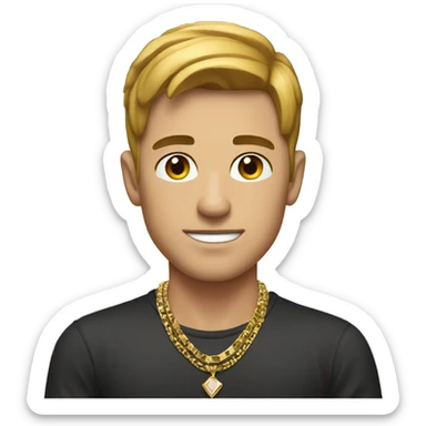 male portrait with jewelry working on a computer and make him slightly younger sticker