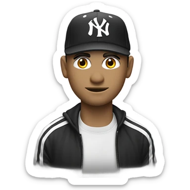 Homme blanc / cheveux courts noir / yeux en amande / viril / mal rasé / casquette yankee noir sticker