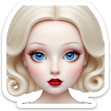 porcelain doll skin, large blue eyes with long lashes, fine details, olivia culpo as milady de winter, jinyoung shin art, refined nose, scarlet, dim light, by Maude Kaufman Eggemeyer, great digital art with details, by Scott Samuel Summers, ad image, ori and the blind, stunningly realistic sticker