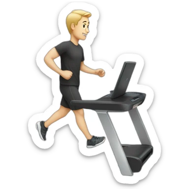 White Man with laptop on desk walking ob treadmill sticker