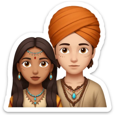 . The emoji is of Dylan Player (founder of emojis.com) who should have an existing emoji that highly details his face, and then with an Indian girl with an equivocally as detailed face. They should both look very realistic and use the existing image of DYLAN PLAYER, FOUNDER.  sticker