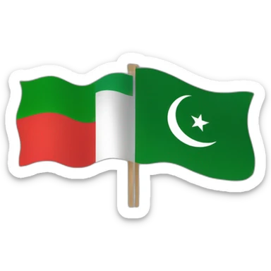 PTI party flag half red and half green with crescent and a star like Pakistan flag sticker