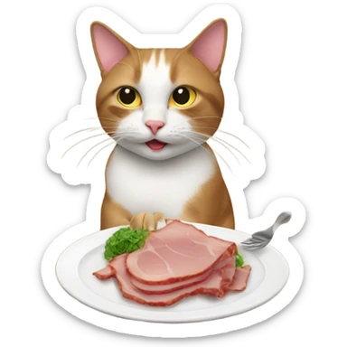 Cat eating ham in istanbul sticker