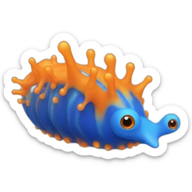 sea slug orange and blue sticker